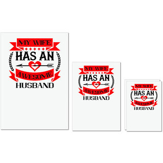UDNAG Untearable Waterproof Stickers 155GSM 'Couple | my wife hasan awesome husband' A4 x 1pc, A5 x 1pc & A6 x 2pc UDNAG Untearable Waterproof Stickers 155GSM 'Couple | my wife hasan awesome husband' A4 x 1pc, A5 x 1pc & A6 x 2pc