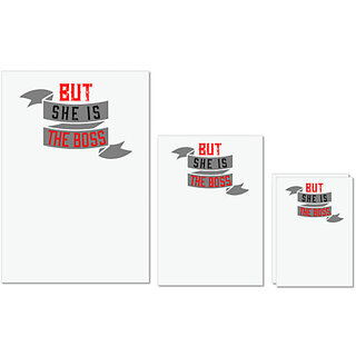                       UDNAG Untearable Waterproof Stickers 155GSM 'Couple | but she the boss' A4 x 1pc, A5 x 1pc & A6 x 2pc                                              