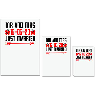                       UDNAG Untearable Waterproof Stickers 155GSM 'Couple | Mr.and Mrs.just married 2' A4 x 1pc, A5 x 1pc & A6 x 2pc                                              