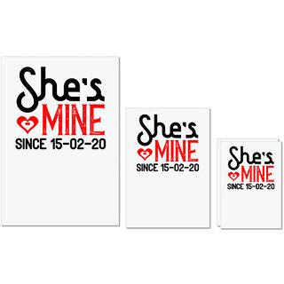                       UDNAG Untearable Waterproof Stickers 155GSM 'Couple | she's mine scine' A4 x 1pc, A5 x 1pc & A6 x 2pc                                              