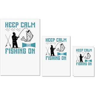                       UDNAG Untearable Waterproof Stickers 155GSM 'Fishing | Keep calm and fishing on' A4 x 1pc, A5 x 1pc & A6 x 2pc                                              