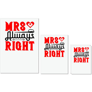                       UDNAG Untearable Waterproof Stickers 155GSM 'Couple | Mrs always right' A4 x 1pc, A5 x 1pc & A6 x 2pc                                              
