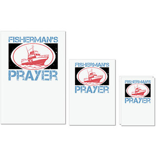                       UDNAG Untearable Waterproof Stickers 155GSM 'Fishing | Fishermans Prayer' A4 x 1pc, A5 x 1pc & A6 x 2pc                                              