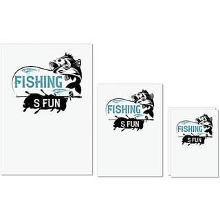                       UDNAG Untearable Waterproof Stickers 155GSM 'Fishing | Fishing is fun 01' A4 x 1pc, A5 x 1pc & A6 x 2pc                                              
