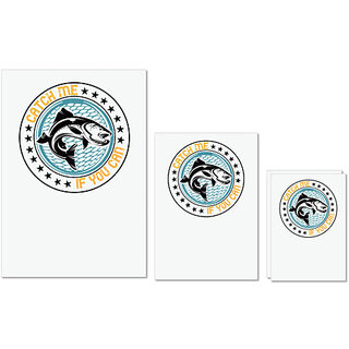                       UDNAG Untearable Waterproof Stickers 155GSM 'Fishing | Catch me if you can' A4 x 1pc, A5 x 1pc & A6 x 2pc                                              