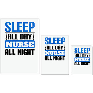                       UDNAG Untearable Waterproof Stickers 155GSM 'Nurse | Sleep all day nurse all night' A4 x 1pc, A5 x 1pc & A6 x 2pc                                              