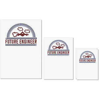                       UDNAG Untearable Waterproof Stickers 155GSM 'Engineer | future engineer' A4 x 1pc, A5 x 1pc & A6 x 2pc                                              