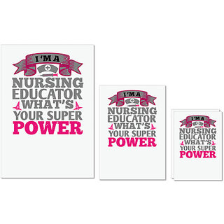                       UDNAG Untearable Waterproof Stickers 155GSM 'Nurse | i'm a nursing educator' A4 x 1pc, A5 x 1pc & A6 x 2pc                                              