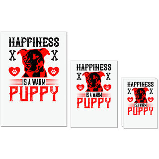                       UDNAG Untearable Waterproof Stickers 155GSM 'Dog | Happiness is a warm puppy' A4 x 1pc, A5 x 1pc & A6 x 2pc                                              