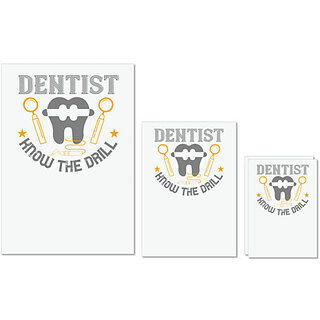                       UDNAG Untearable Waterproof Stickers 155GSM 'Dentist | Dentist know the drill' A4 x 1pc, A5 x 1pc & A6 x 2pc                                              