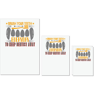                       UDNAG Untearable Waterproof Stickers 155GSM 'Dentist | Brush your teeth everyday 3' A4 x 1pc, A5 x 1pc & A6 x 2pc                                              