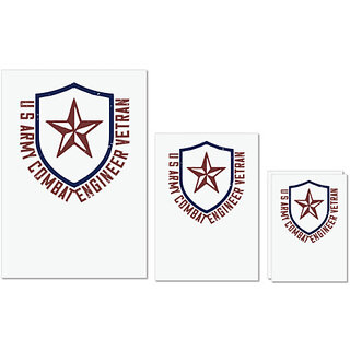                       UDNAG Untearable Waterproof Stickers 155GSM 'Soldier | u s army conbat engineer vetran' A4 x 1pc, A5 x 1pc & A6 x 2pc                                              