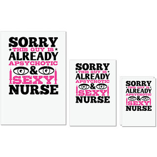                       UDNAG Untearable Waterproof Stickers 155GSM 'Nurse | sorry this guy is' A4 x 1pc, A5 x 1pc & A6 x 2pc                                              