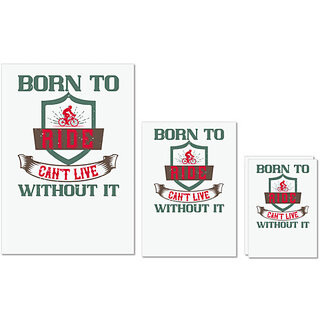                       UDNAG Untearable Waterproof Stickers 155GSM 'Rider | born to ride can't live without it' A4 x 1pc, A5 x 1pc & A6 x 2pc                                              