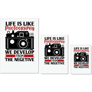                       UDNAG Untearable Waterproof Stickers 155GSM 'Cameraman | LIFE IS LIKE PHOTOGRAPHY' A4 x 1pc, A5 x 1pc & A6 x 2pc                                              
