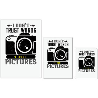                       UDNAG Untearable Waterproof Stickers 155GSM 'Cameraman | I DON'T TRUSTS WORD' A4 x 1pc, A5 x 1pc & A6 x 2pc                                              