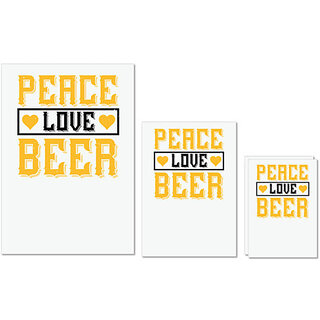                       UDNAG Untearable Waterproof Stickers 155GSM 'Beer | Peace, love, beer' A4 x 1pc, A5 x 1pc & A6 x 2pc                                              