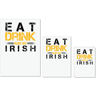                       UDNAG Untearable Waterproof Stickers 155GSM 'Irish | Eat drink and be irish' A4 x 1pc, A5 x 1pc & A6 x 2pc                                              