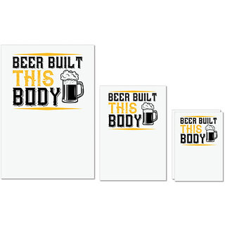                      UDNAG Untearable Waterproof Stickers 155GSM 'Beer | Beer built this body' A4 x 1pc, A5 x 1pc & A6 x 2pc                                              