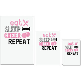                       UDNAG Untearable Waterproof Stickers 155GSM 'Routin | Eat sleep cheer reapet 1' A4 x 1pc, A5 x 1pc & A6 x 2pc                                              