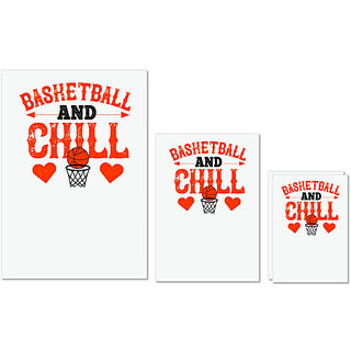                       UDNAG Untearable Waterproof Stickers 155GSM 'Basketball | Basketball & chill 2' A4 x 1pc, A5 x 1pc & A6 x 2pc                                              