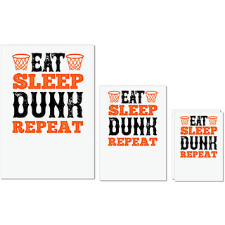                       UDNAG Untearable Waterproof Stickers 155GSM 'Basketball | Eat. Sleep. Dunk. Repeat 2' A4 x 1pc, A5 x 1pc & A6 x 2pc                                              
