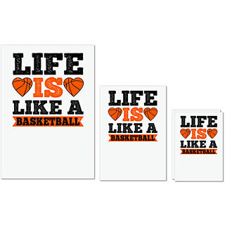                       UDNAG Untearable Waterproof Stickers 155GSM 'Basketball | Life is like a basketball' A4 x 1pc, A5 x 1pc & A6 x 2pc                                              
