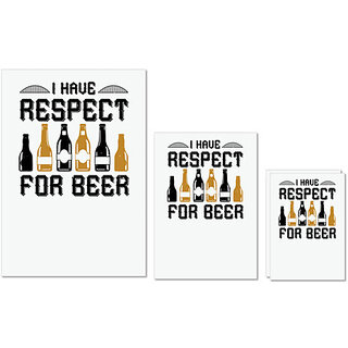                       UDNAG Untearable Waterproof Stickers 155GSM 'Beer | I have respect for beer' A4 x 1pc, A5 x 1pc & A6 x 2pc                                              