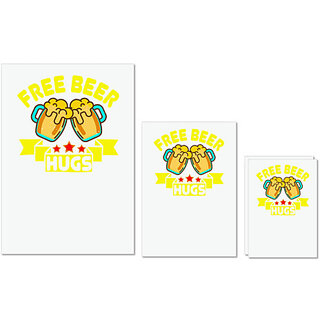                       UDNAG Untearable Waterproof Stickers 155GSM 'Beer | Free beer hugs' A4 x 1pc, A5 x 1pc & A6 x 2pc                                              