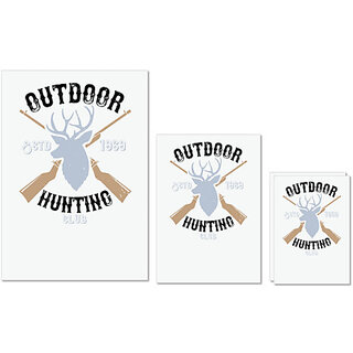                       UDNAG Untearable Waterproof Stickers 155GSM 'Hunting | outdoor hunting club' A4 x 1pc, A5 x 1pc & A6 x 2pc                                              