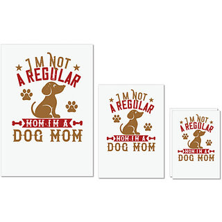                       UDNAG Untearable Waterproof Stickers 155GSM 'Mother | I'm Not A Regular Mom I'm A Dog Mom' A4 x 1pc, A5 x 1pc & A6 x 2pc                                              