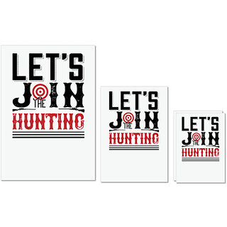                       UDNAG Untearable Waterproof Stickers 155GSM 'Hunting | Let's join the hunting 2' A4 x 1pc, A5 x 1pc & A6 x 2pc                                              