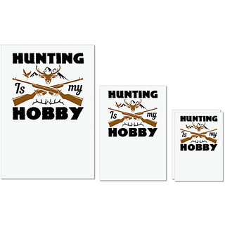                       UDNAG Untearable Waterproof Stickers 155GSM 'Hunting | hunting is my hobby' A4 x 1pc, A5 x 1pc & A6 x 2pc                                              