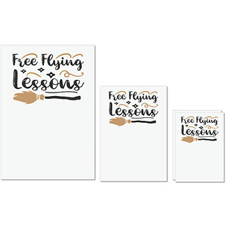                       UDNAG Untearable Waterproof Stickers 155GSM 'Witch | FREE FLYING LESSONS' A4 x 1pc, A5 x 1pc & A6 x 2pc                                              