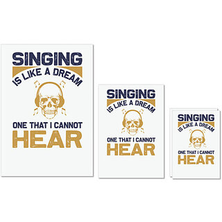                       UDNAG Untearable Waterproof Stickers 155GSM 'Music | Singing is' A4 x 1pc, A5 x 1pc & A6 x 2pc                                              