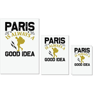 UDNAG Untearable Waterproof Stickers 155GSM 'Travelling | Paris' A4 x 1pc, A5 x 1pc & A6 x 2pc