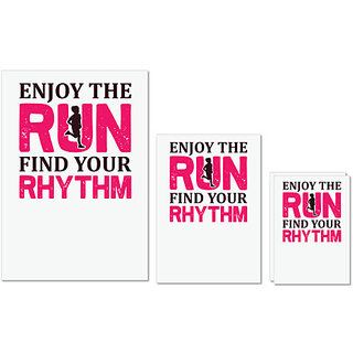                       UDNAG Untearable Waterproof Stickers 155GSM 'Running | Enjoy the' A4 x 1pc, A5 x 1pc & A6 x 2pc                                              