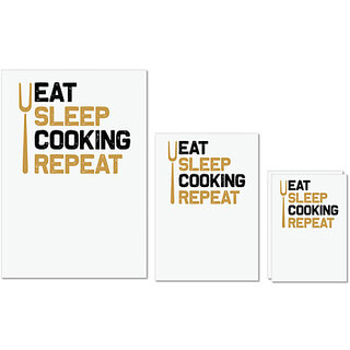                       UDNAG Untearable Waterproof Stickers 155GSM 'Cooking | Eat sleep copy 4' A4 x 1pc, A5 x 1pc & A6 x 2pc                                              