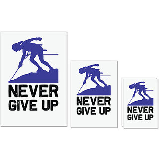                       UDNAG Untearable Waterproof Stickers 155GSM 'Climbing | Never give up' A4 x 1pc, A5 x 1pc & A6 x 2pc                                              
