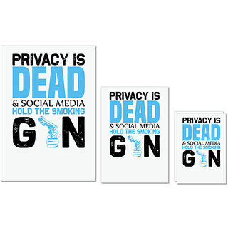                       UDNAG Untearable Waterproof Stickers 155GSM 'Social Media | Privacy is' A4 x 1pc, A5 x 1pc & A6 x 2pc                                              