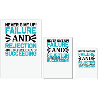                       UDNAG Untearable Waterproof Stickers 155GSM 'Never give up | Never give up copy' A4 x 1pc, A5 x 1pc & A6 x 2pc                                              