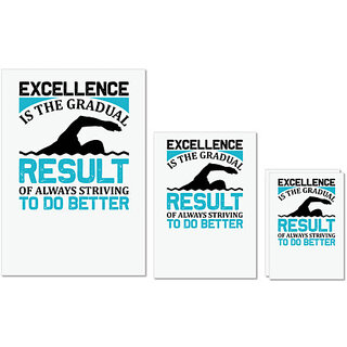                       UDNAG Untearable Waterproof Stickers 155GSM 'Swimming | Excellence' A4 x 1pc, A5 x 1pc & A6 x 2pc                                              