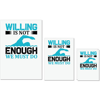                       UDNAG Untearable Waterproof Stickers 155GSM 'Swimming | Willing' A4 x 1pc, A5 x 1pc & A6 x 2pc                                              