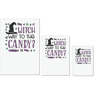                       UDNAG Untearable Waterproof Stickers 155GSM 'Witch hat | Witch Way to the candy' A4 x 1pc, A5 x 1pc & A6 x 2pc                                              