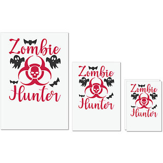                       UDNAG Untearable Waterproof Stickers 155GSM 'Zombie | Zombie Hunter' A4 x 1pc, A5 x 1pc & A6 x 2pc                                              