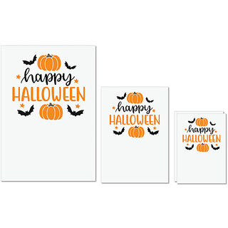                       UDNAG Untearable Waterproof Stickers 155GSM 'Halloween | Happy Halloweenn' A4 x 1pc, A5 x 1pc & A6 x 2pc                                              