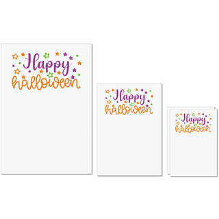                       UDNAG Untearable Waterproof Stickers 155GSM 'Halloween | Happy Halloween' A4 x 1pc, A5 x 1pc & A6 x 2pc                                              