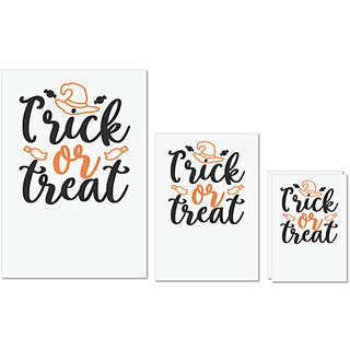                       UDNAG Untearable Waterproof Stickers 155GSM 'Halloween | Trick or treat' A4 x 1pc, A5 x 1pc & A6 x 2pc                                              