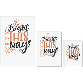                      UDNAG Untearable Waterproof Stickers 155GSM 'Halloween | Fright this way' A4 x 1pc, A5 x 1pc & A6 x 2pc                                              