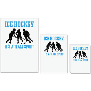                       UDNAG Untearable Waterproof Stickers 155GSM 'Hockey | Ice Hockey it's' A4 x 1pc, A5 x 1pc & A6 x 2pc                                              
